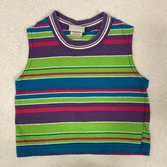 Vintage 80’s sidewalk kicks palmetto striped crew neck belly tank medium 5/6 - Picture 1 of 6